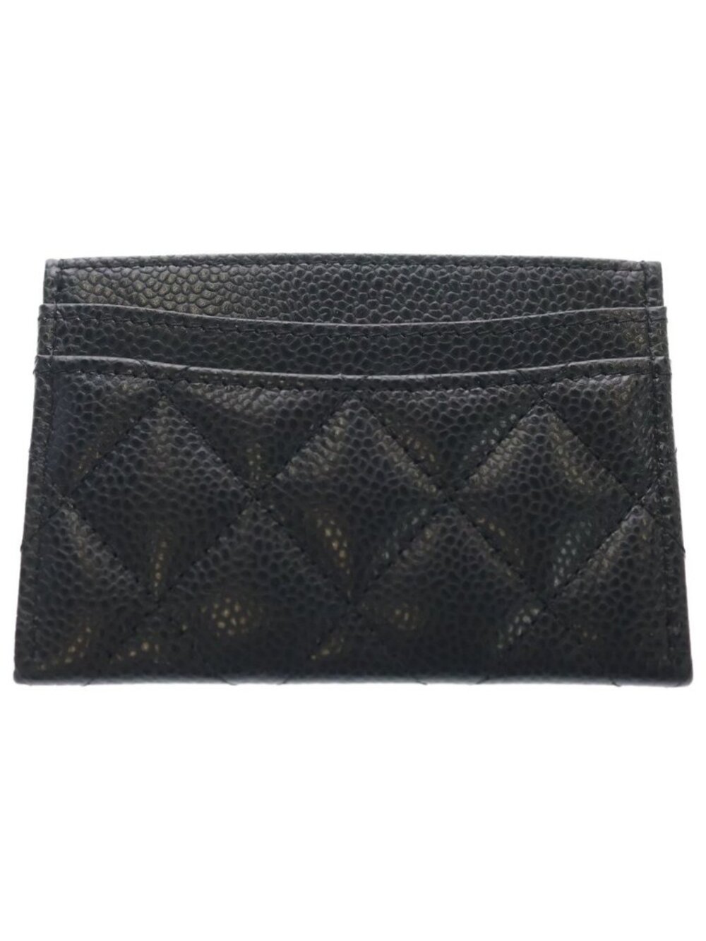 Chanel Quilted Classic CC Logo Caviar Leather Card Case Holder Business Black - Picture 2 of 6